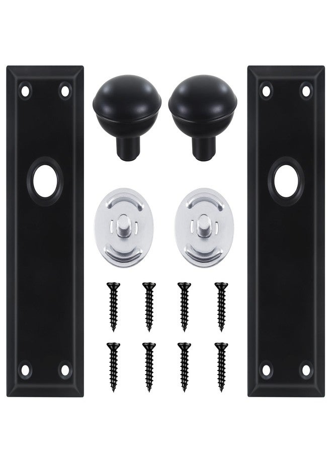 newliplace 2 Pack One-Sided Black Dummy Door Knobs Interior, Vintage Long Plate Dummy Door Knobs in Matte Black - Image 5